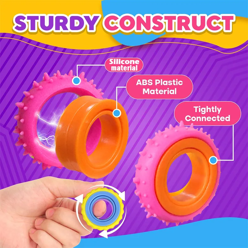 1/4/6/12PCS Fidget Rings Sensory Toys Spinner for Kids Anxiety Autism ADHD Stress Relief Finger Spinner Fidget Toys Gifts