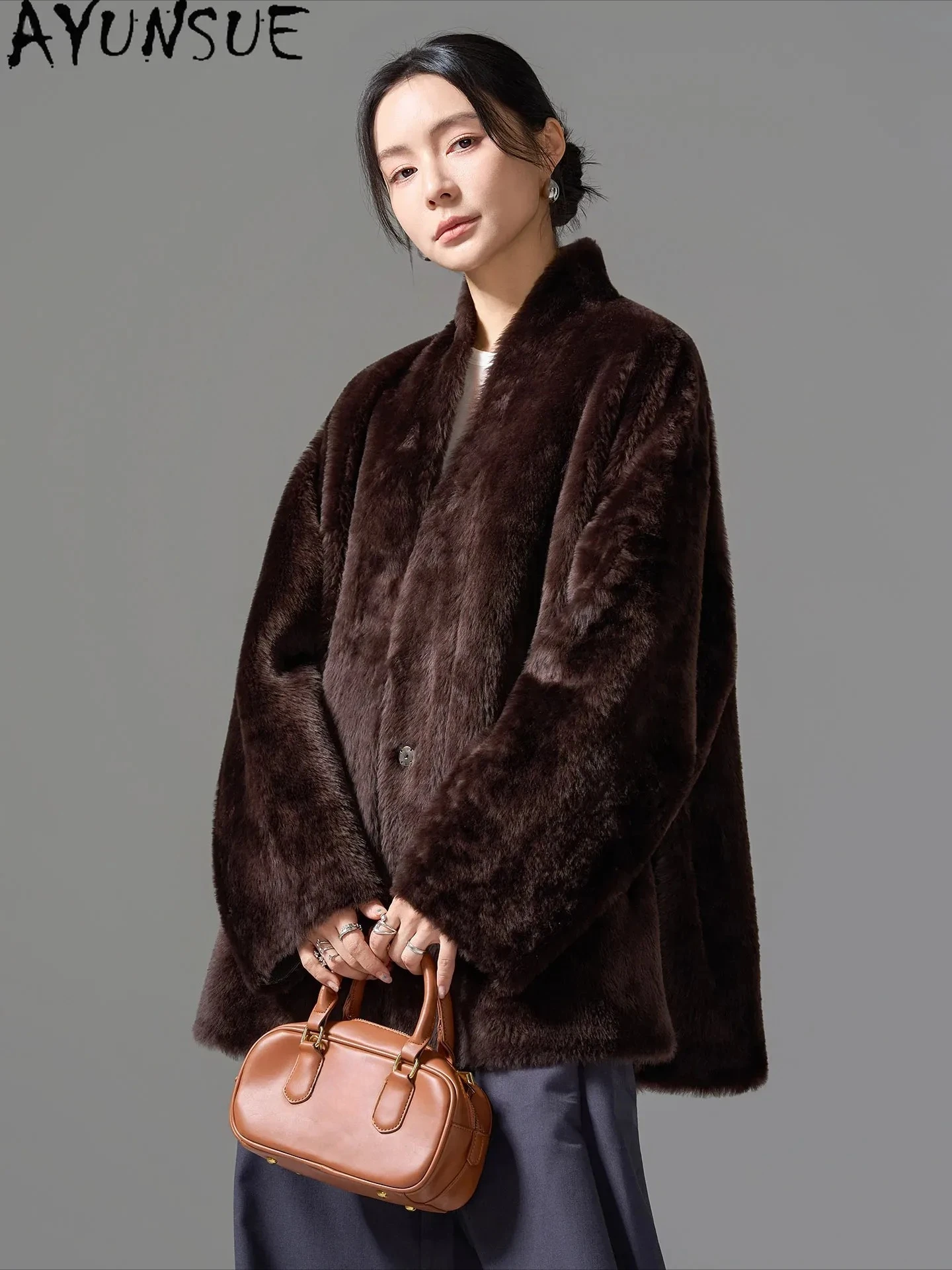 AYUNSUE Natural Merino Sheep Fur Womens Coats Winter Jacket New Real Leather Jacket Women Clothing Warm Fashion Пальто Женское
