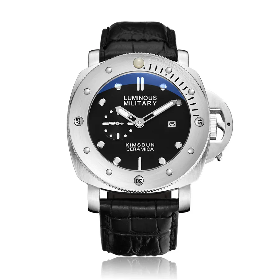 Montre à quartz chronographe étanche pour homme, grande taille Pa, cadran bleu phosphorescent, mode