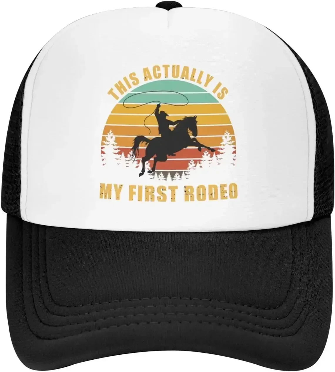 New Funny Country Life Howdy Cowboy Snapback Cap Women's Mesh  Hats This Actually is My First Rodeo Vintage Hat