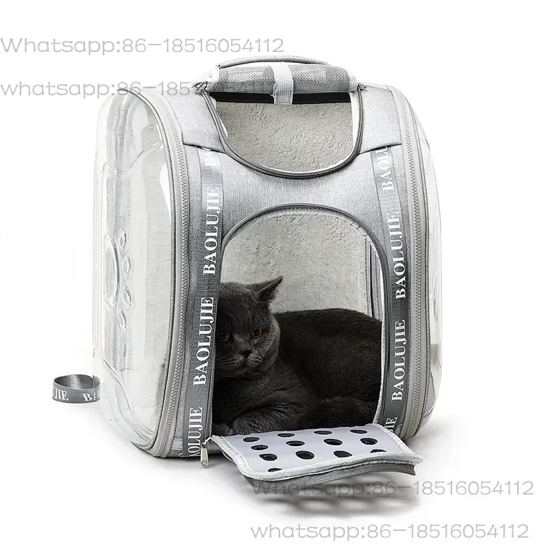 Breathable Cat Carrier Bag Large Capacity Cat Dogs Carrying Backpack Portable Transparent Carrying Shoulder Bag Pet Supplies