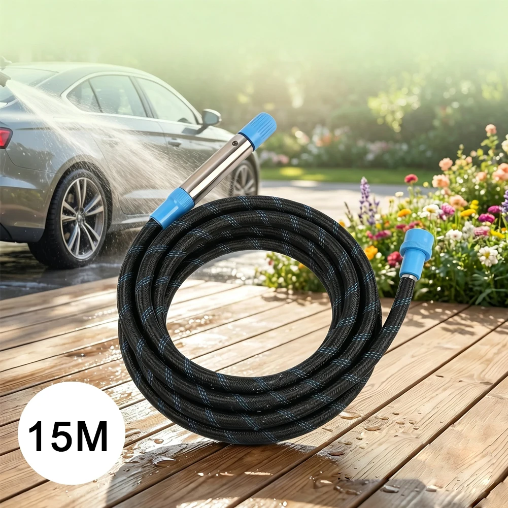 Water Sprayer Set with Stainless Steel Nozzle and Flexible Hose for Car Washing Outdoor Cleaning and Irrigation