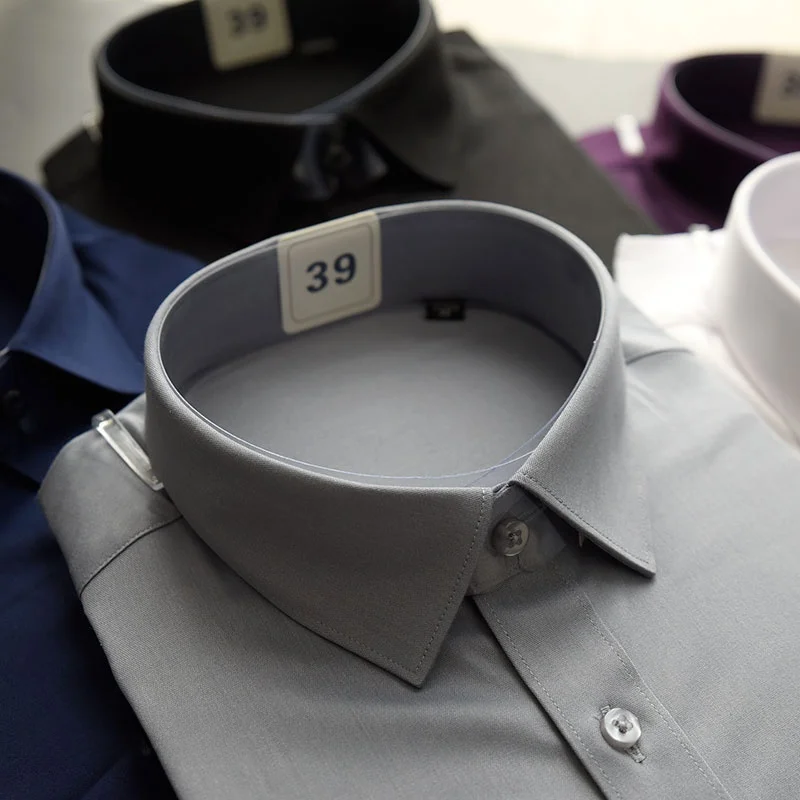 

Men's Bamboo Fiber Shirt Long Sleeve Casual Business Casual Top Slightly Elastic Polyester Fiber Standard Fit Daily Wear