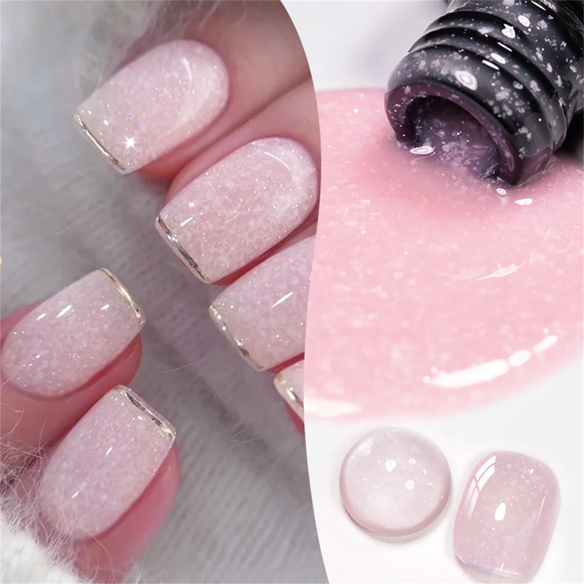 7ml Snowflake Seuins Glitter Gel Nail Polish Milky White Pink Color Sparkling Snow Sequins Soak Off UV LED Varnish Nail Art Deco