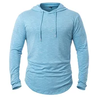 Sudaderas con capucha atléticas ligeras para hombre, camisa deportiva con capucha de manga larga para entrenamiento, camiseta informal para gimnasio, correr, sudadera para correr