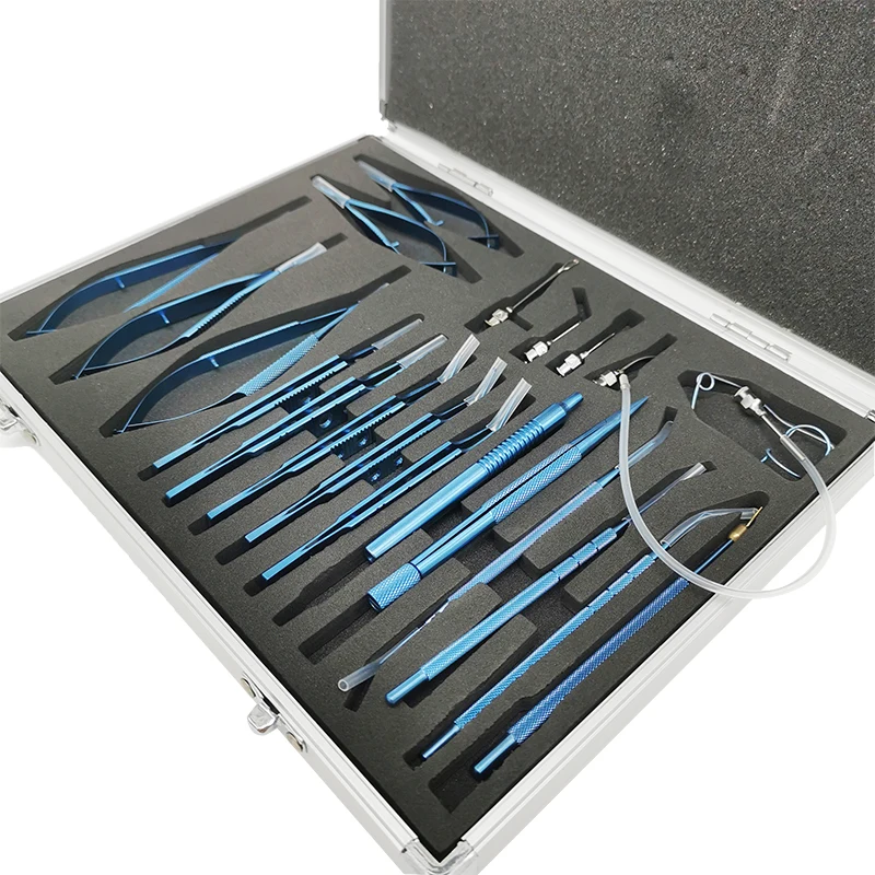 21PCS / SET Micro Tweezers Scissors Cataract Ophthalmic Needle Holder Ophthalmic Eye Veterinary Surgery Tools