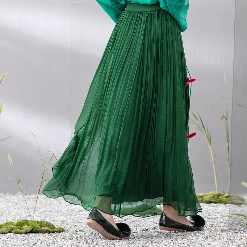 A Life On The Left Women Silk Skirt Summer Mulberry Silk Flowing Comfortable Soft Eight Colors Classic Versatile Mid-length Skir