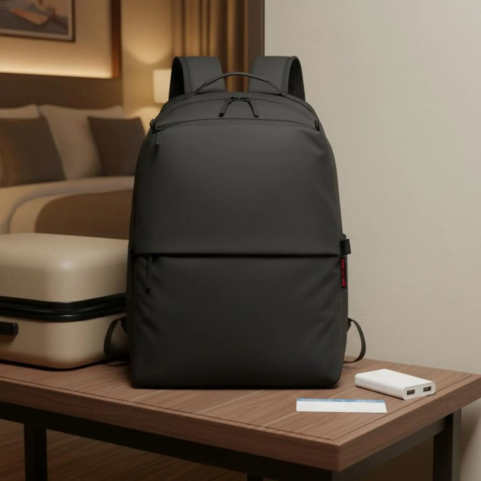 Simple Structured Industrial Pack Backpack for Outdoor Short Trips Water Repellent PU Leather Rucksack with Top Handle Front
