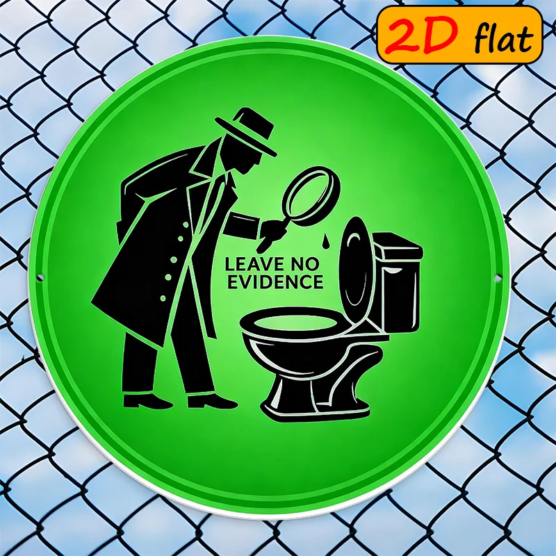 CIFBUY Iron Art Wall Decor Vintage Detective Toilet Theme Round Waterproof Durable Metal Sign For Study Bathroom Home Decoration