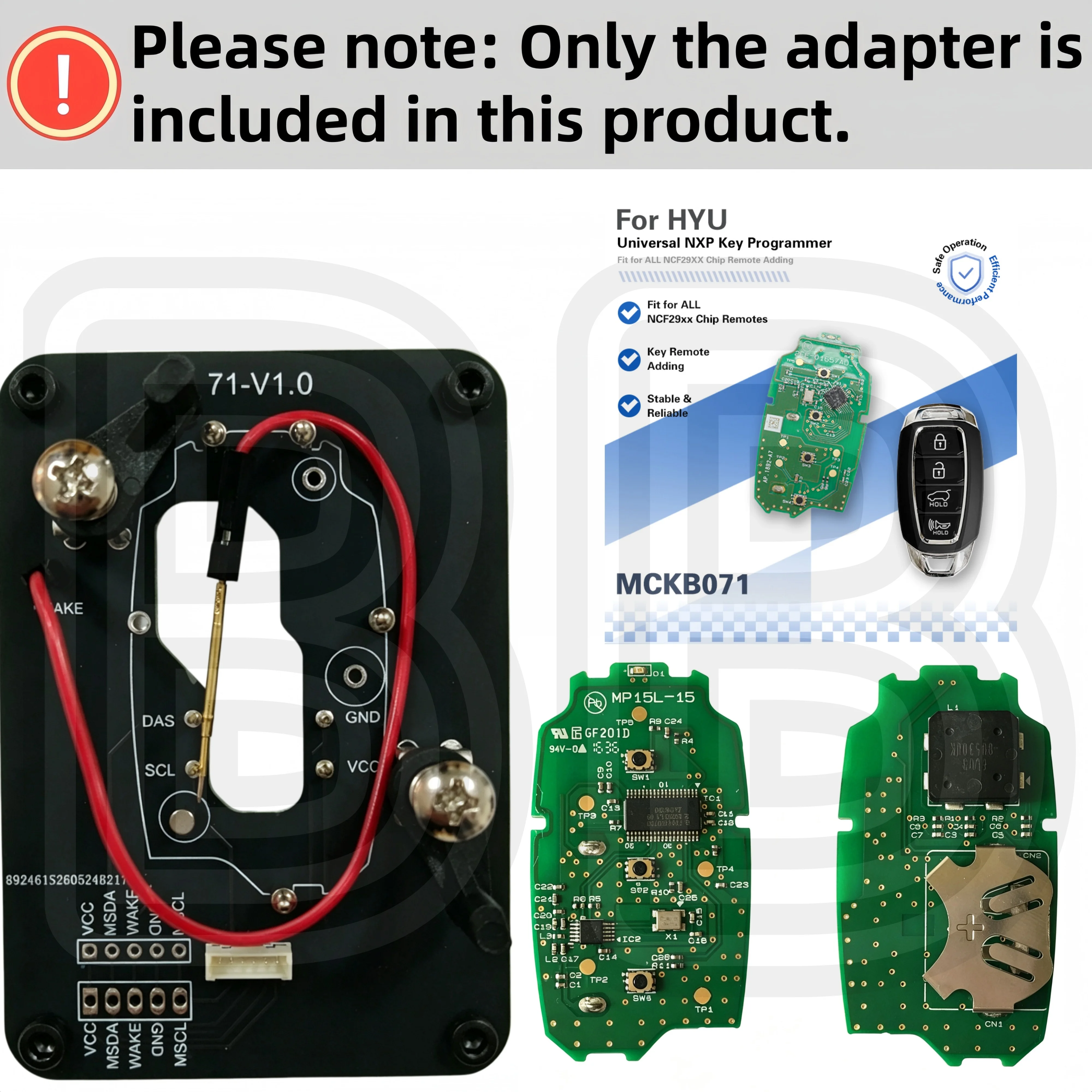Suitable for Hyundai Smart Remote Key Adapter, Mckb071/72/80/81/82/126/137/138/157/162 Compatible with Nxp Killer Kd Xhorse... Devices for Welding-Free Reading, Writing, and Cloning