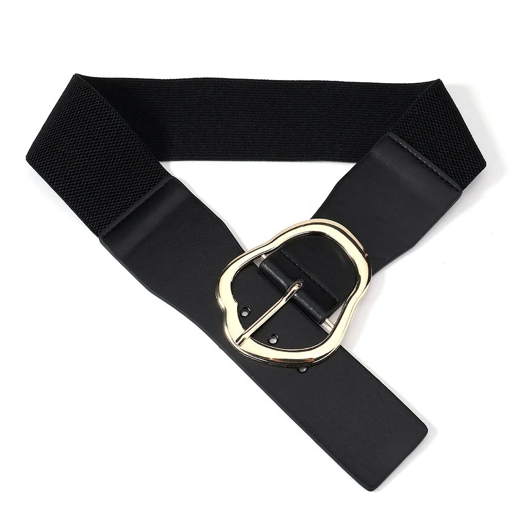 

Luxury Elastic Women Waistband Belt Retro Vintage Pin Buckle Belt Solid Color Adjustable Tying Leather Belt Dresses Accessory