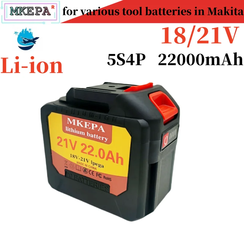 18V 21V 5S4P 22.0Ah Rechargeable Lithium Battery For Makita 18v Power Tools Cordless Wrench Saw Drill Grinder Screwdriver