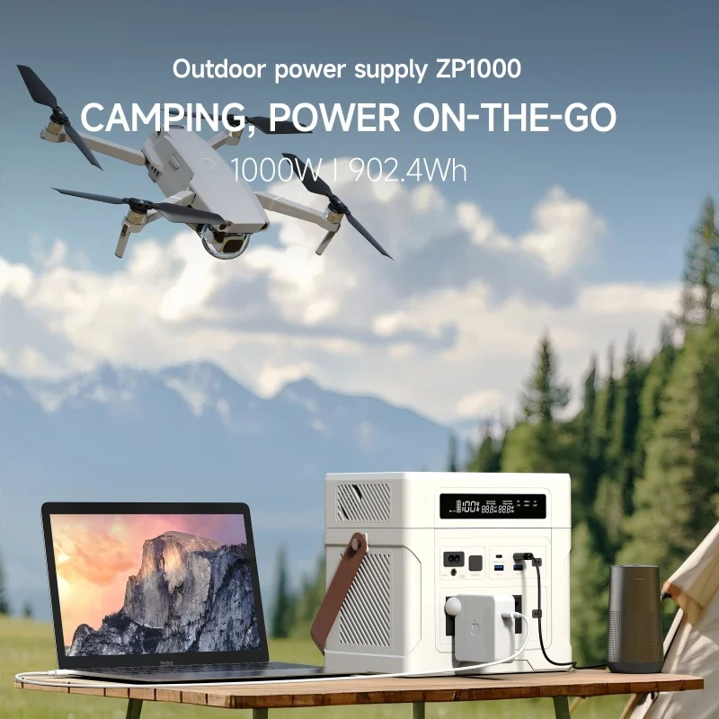 1000W/902Wh Portable Power Station with Universal Plug/200W Foldable Solar Panel for Road Trips, Off-Grid Use & Power Outages
