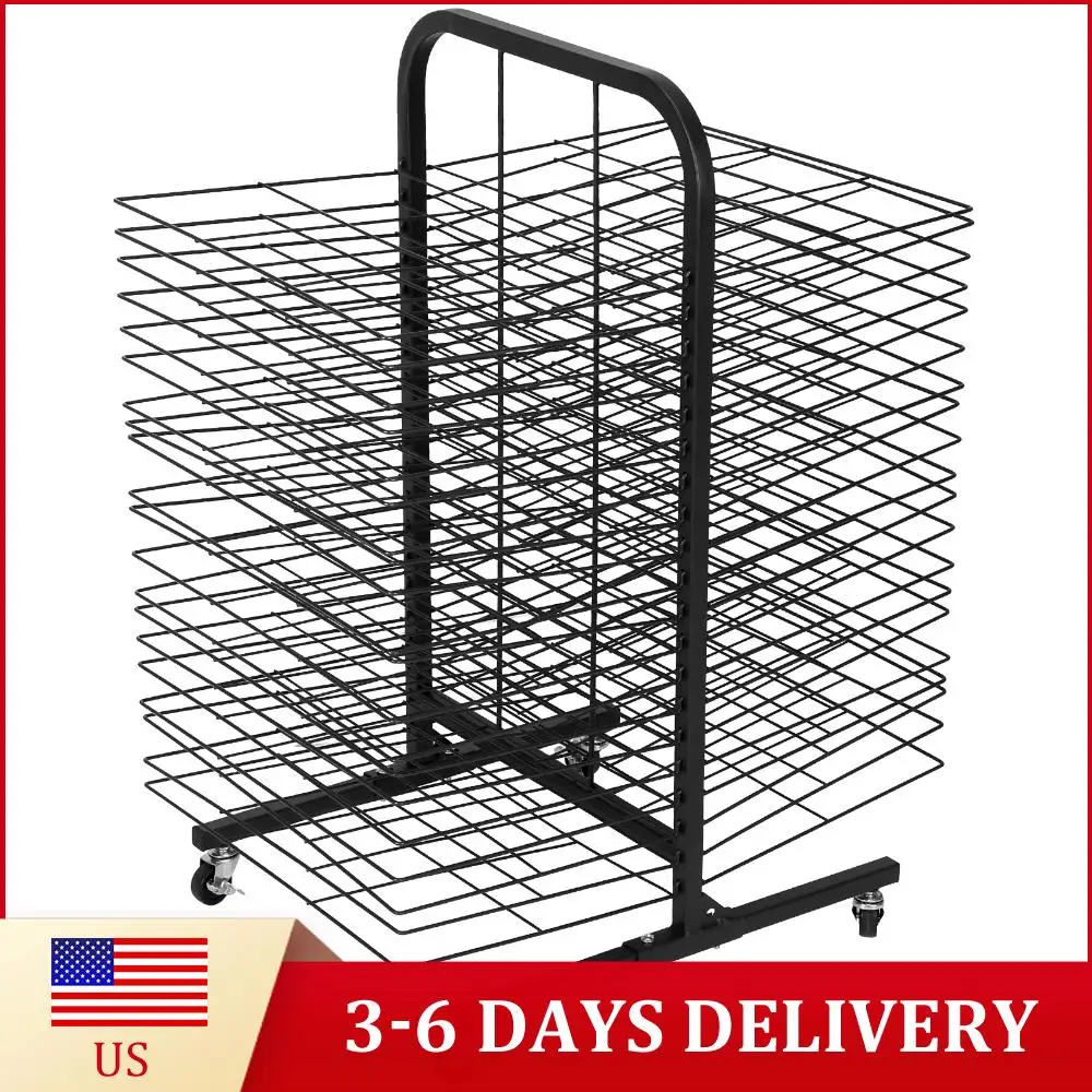 

Paint Drying Stand Rack with 40 Removable Shelves with 4 Caster Wheels Sturdy Art Organizer 17.7x25inch for Classrooms & Studios