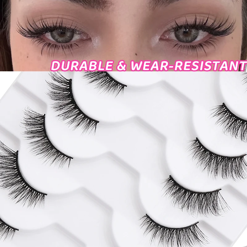 DINGSEN 10 Paar Natürliche Wimpern Halblange Katzenaugen-Wimpern 3D Kunstnerz Flauschige Wimpern Flügelige Falsche Wimpern – Detail 5