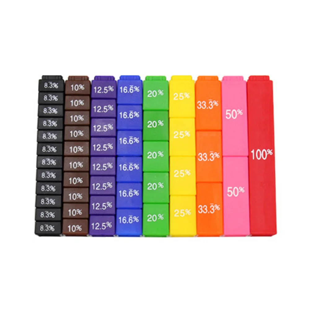 51pcs Mathematic Fraction Percentage Cube Math Teaching Learning Stacks Tower Set Dice Durable Educational Toys