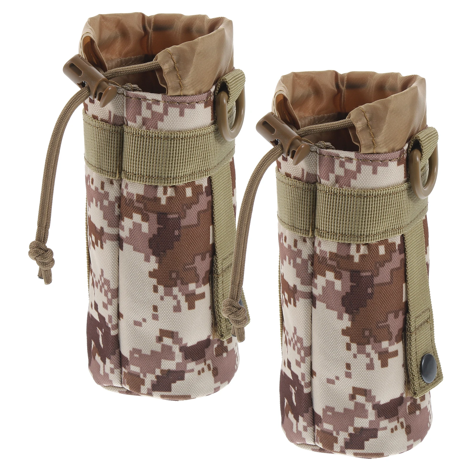

2Pcs Camouflage Water Bottle Bag Thermal Carrier Collapsible Bottles Pouch Portable Nylon Travel Outdoor Hiking Camping Trekking