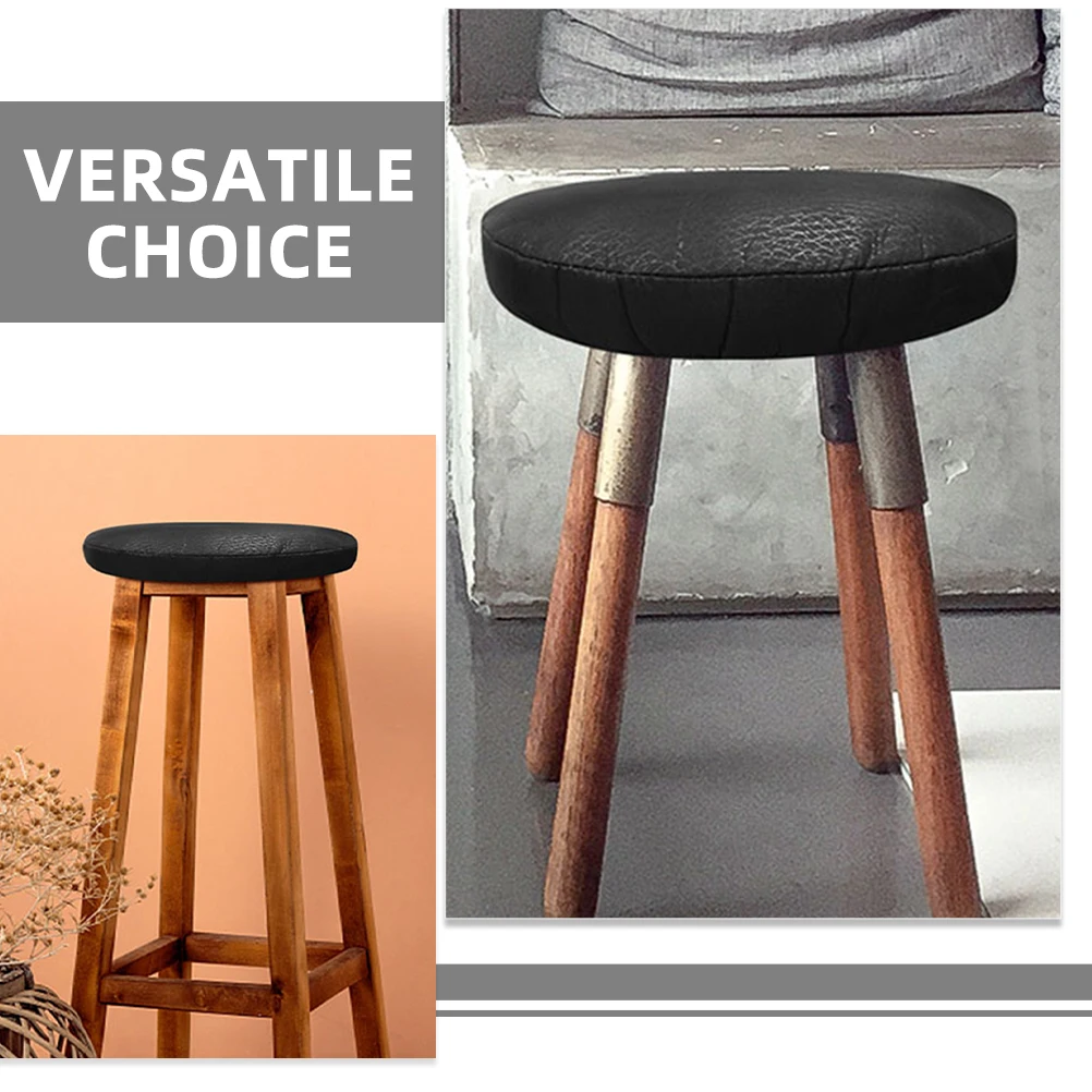 Funda de taburete redonda de 33 Cm, funda de asiento lavable de tela sintética impermeable elástica negra para cocina, Bar, silla, fundas para sofá, hogar
