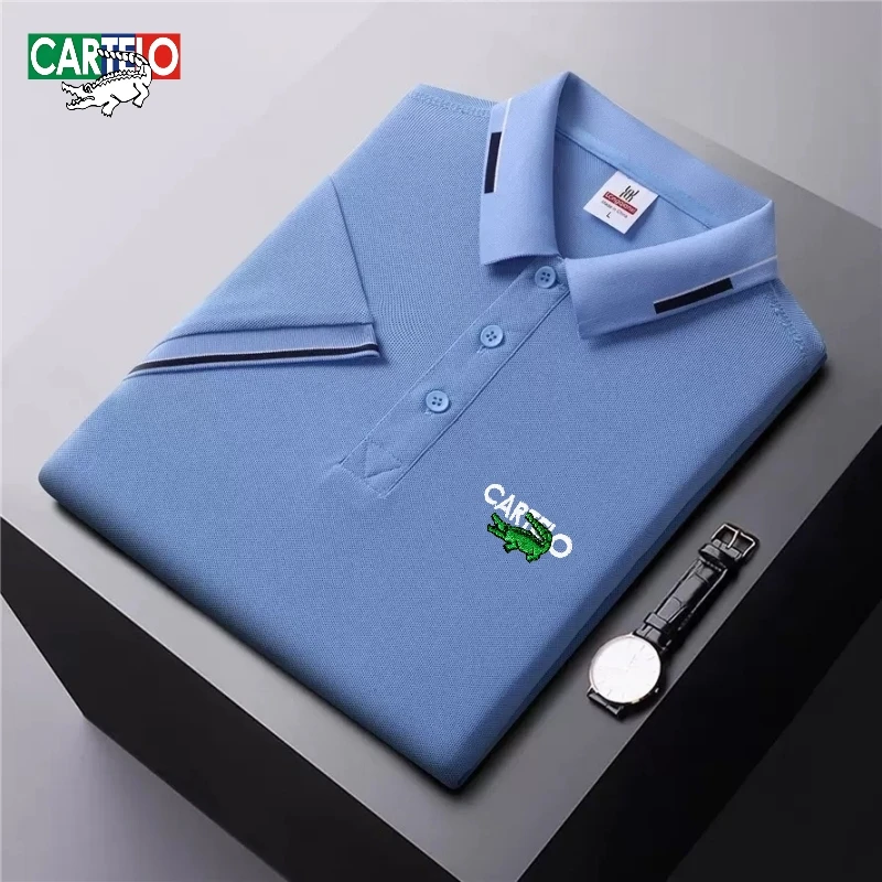 Summer men's high-quality fashionable embroidered logo short sleeved polo shirt, new fashionable, casual, breathable, cool top