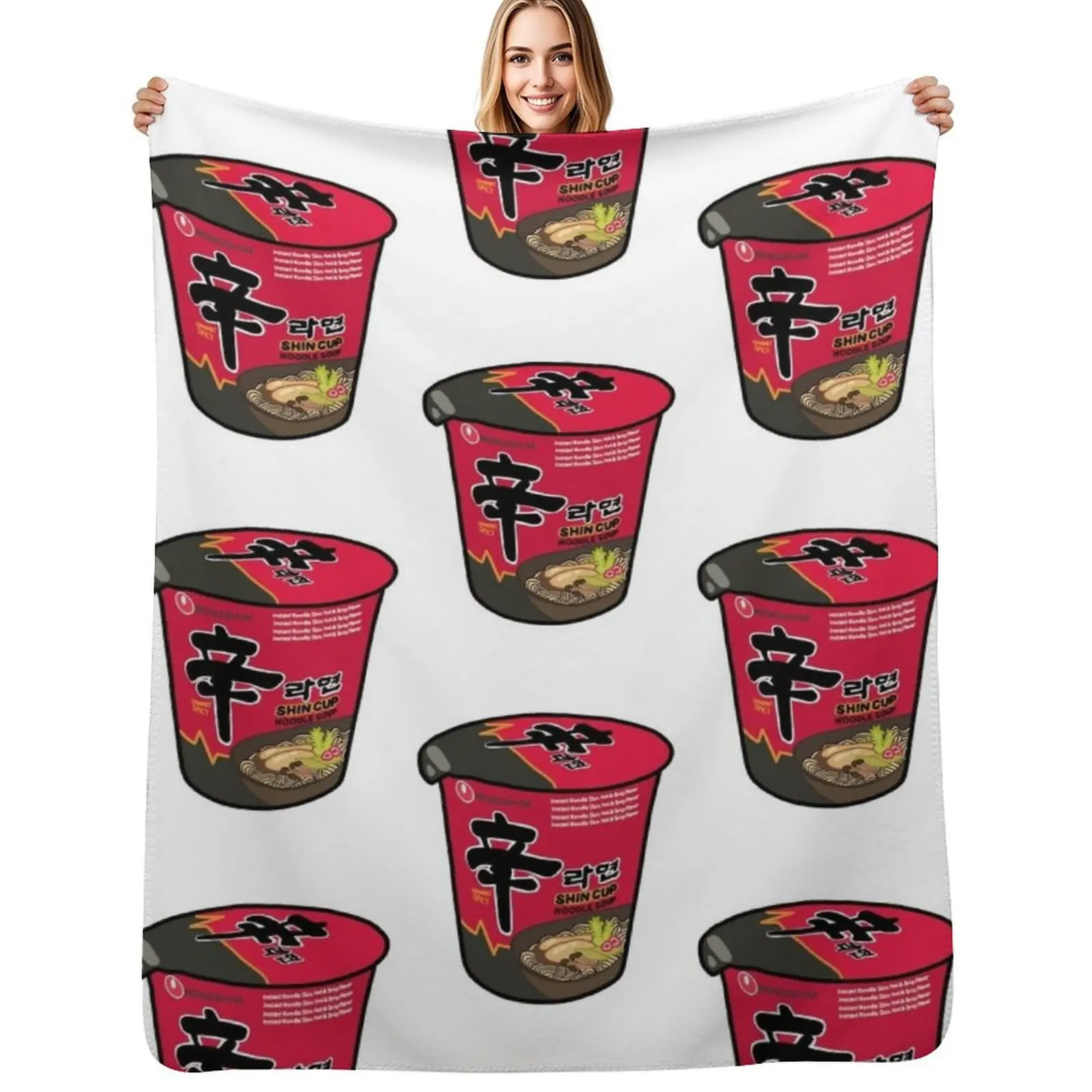 

Shin Ramen Cup Throw Blanket Hair Picnic Flannel Sofa Quilt Blankets