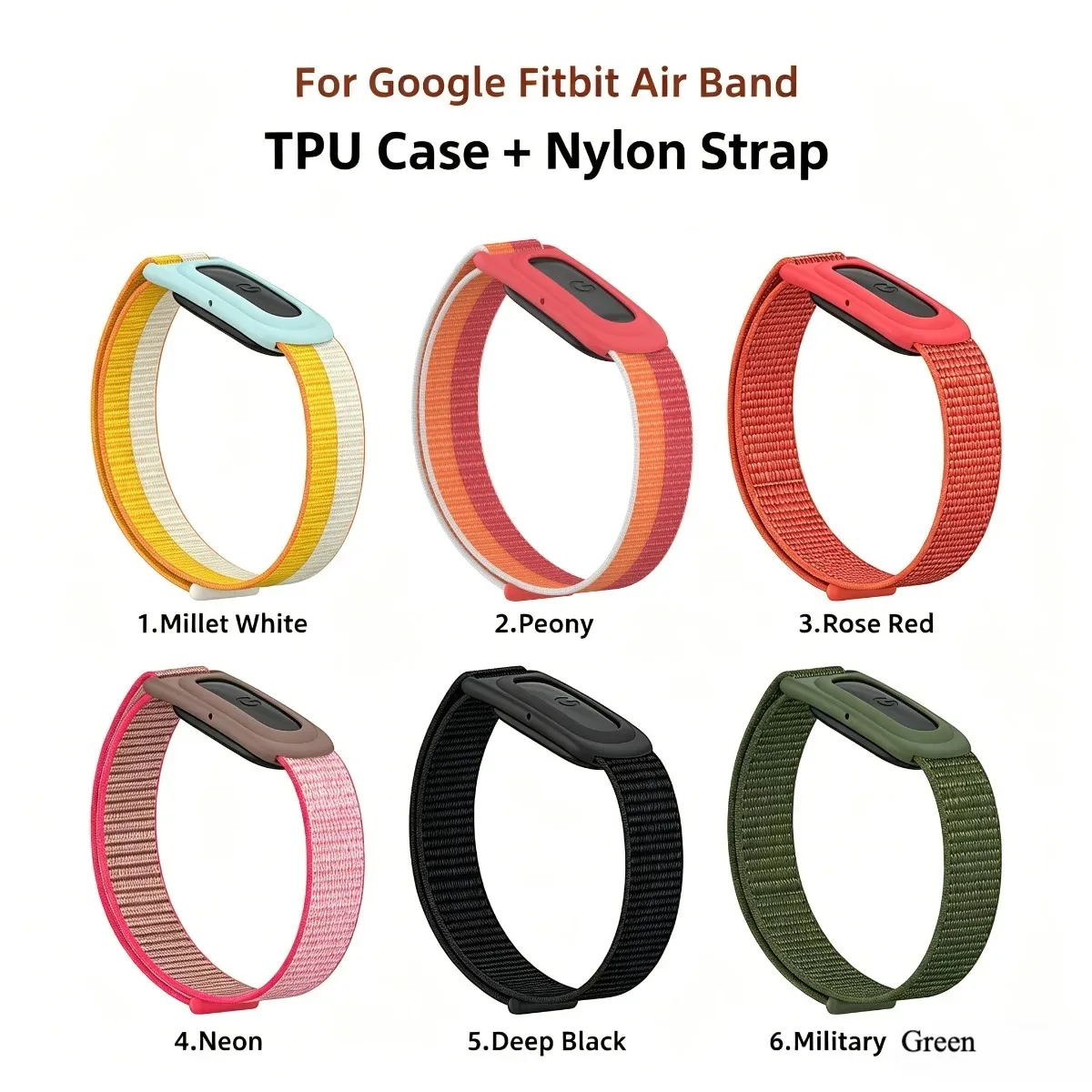 Suitable for Google Fitbit Air Bracelet Strap Portable TPU Protective Shell Nylon Hook and Loop Strap Gift