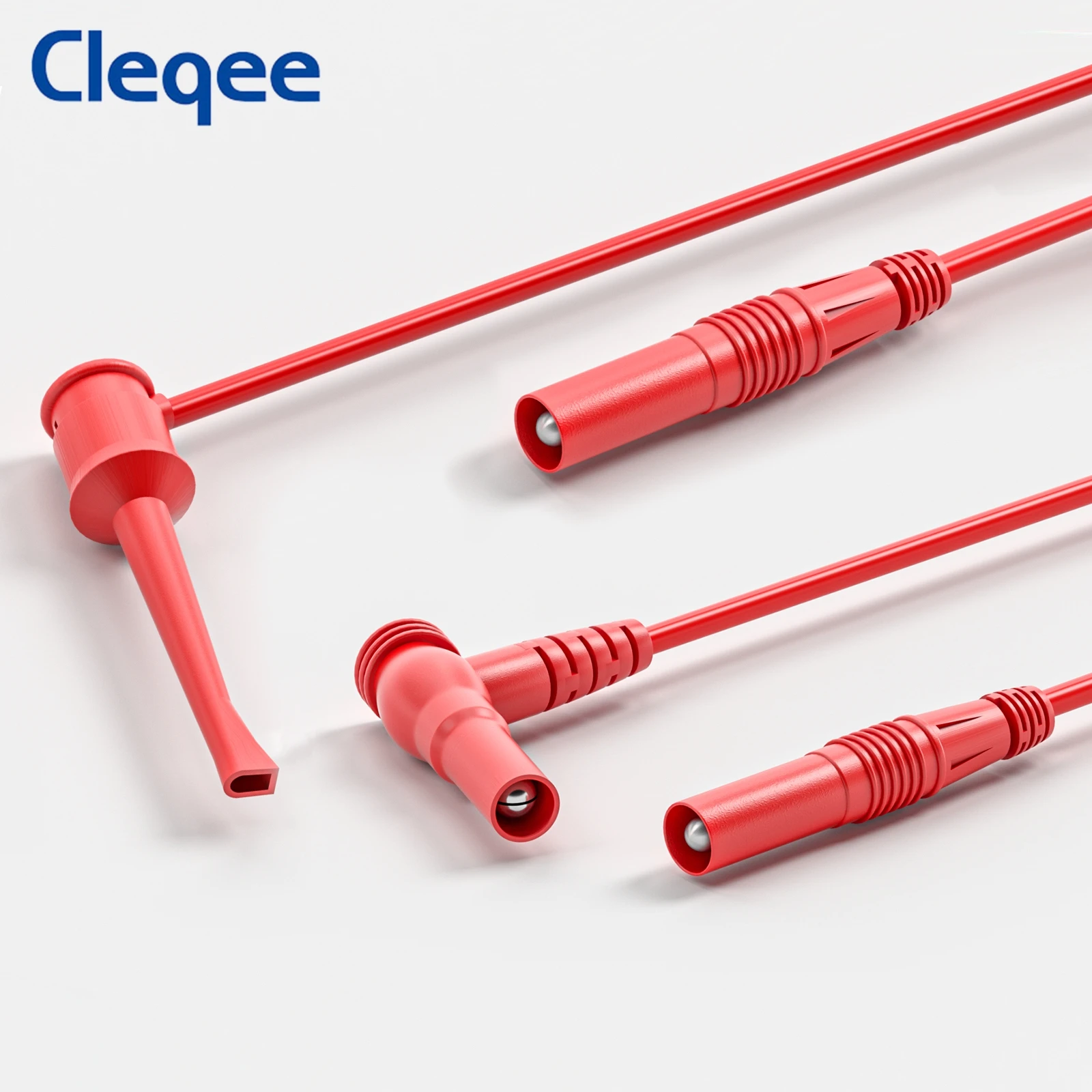 Cleqee P1925 Puntali per multimetro in silicone Kit Sonde per test Set Morsetti a coccodrillo Gancio per test rapido Clip Pinzetta Cavo di