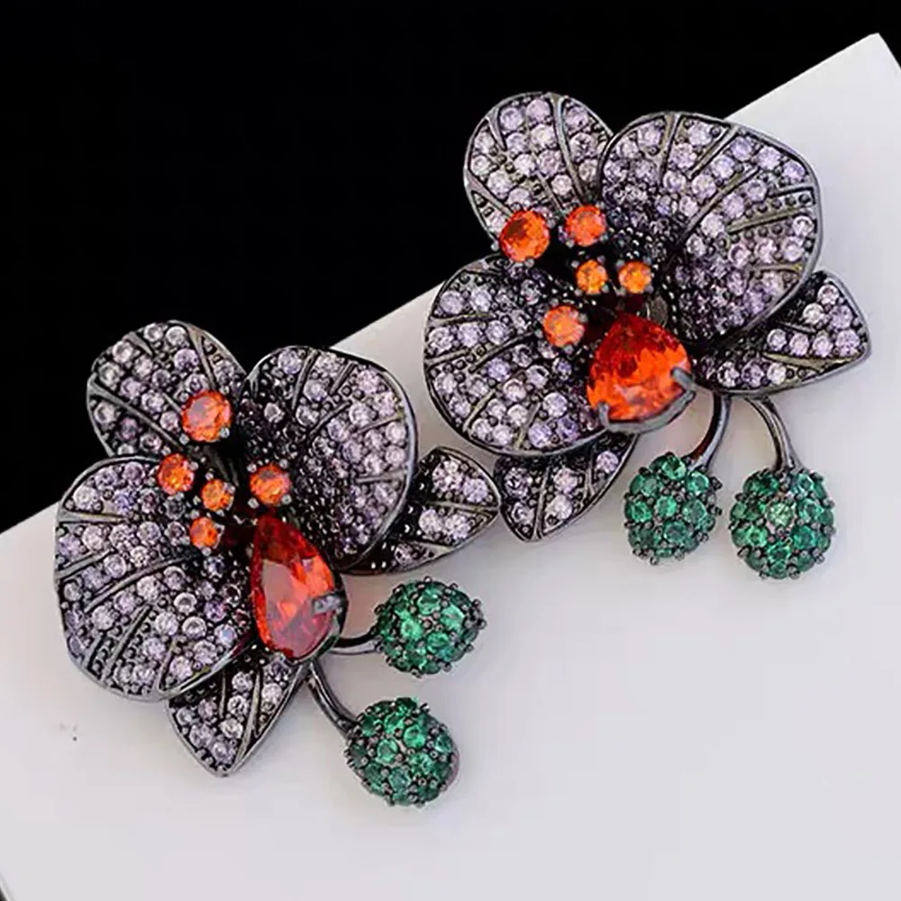 

Missvikki New Charm Trendy Olive Purple Earrings For Women Wedding Party Shiny Full CZ Earrings Fashion Jewelry High Quality