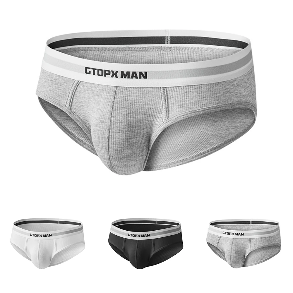 Elastic Briefs Gray Breathable Briefs Viscose Fabric Sexy Style Breathable Material High Stretch Men\'s Underwear