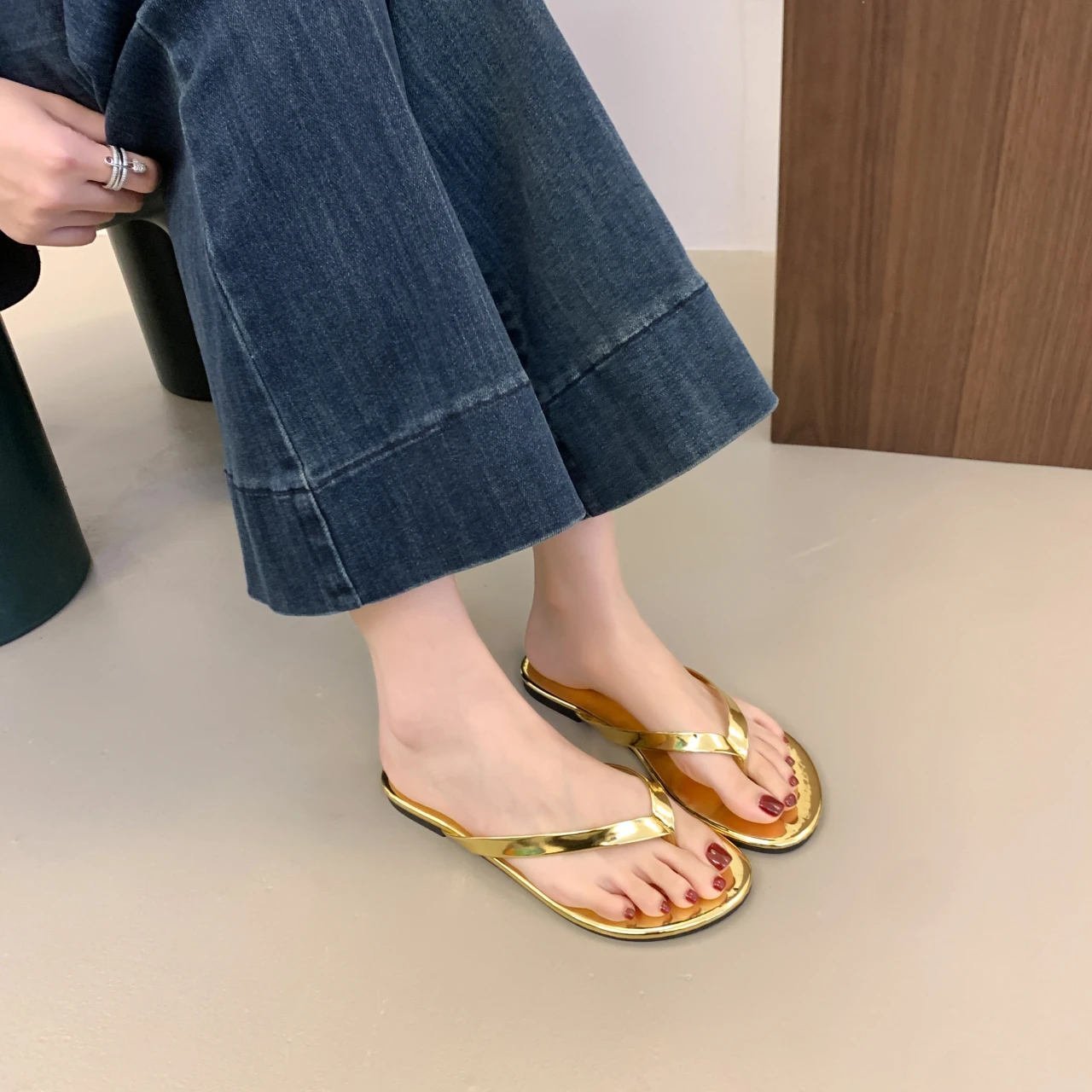 Große Sandalen Damenschuhe Sommer 2025, neue Flip-Flops, äußere Hausschuhe, flache Sandalen – Detail 22