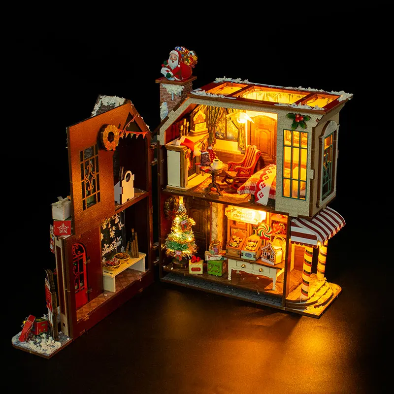 DIY Wooden Miniature Model Kits Enchanted Christmas Cottage
