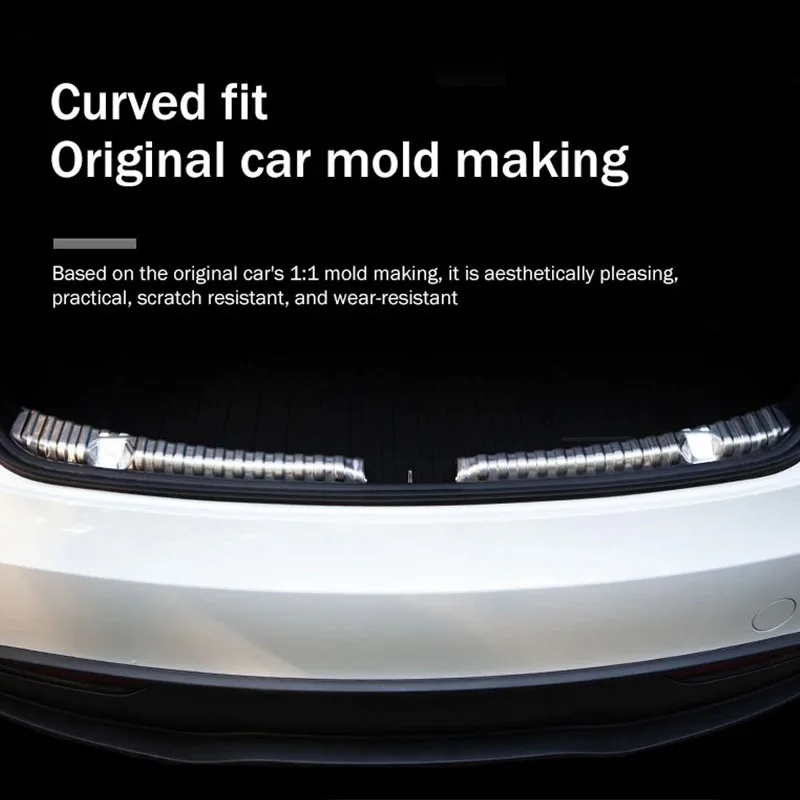 Anti-Scratch Wear Resistant Stainless Steel Trunk Cargo Sill Cover Guard For Tesla Model 3 Highland Rear Threshold Protector view 3