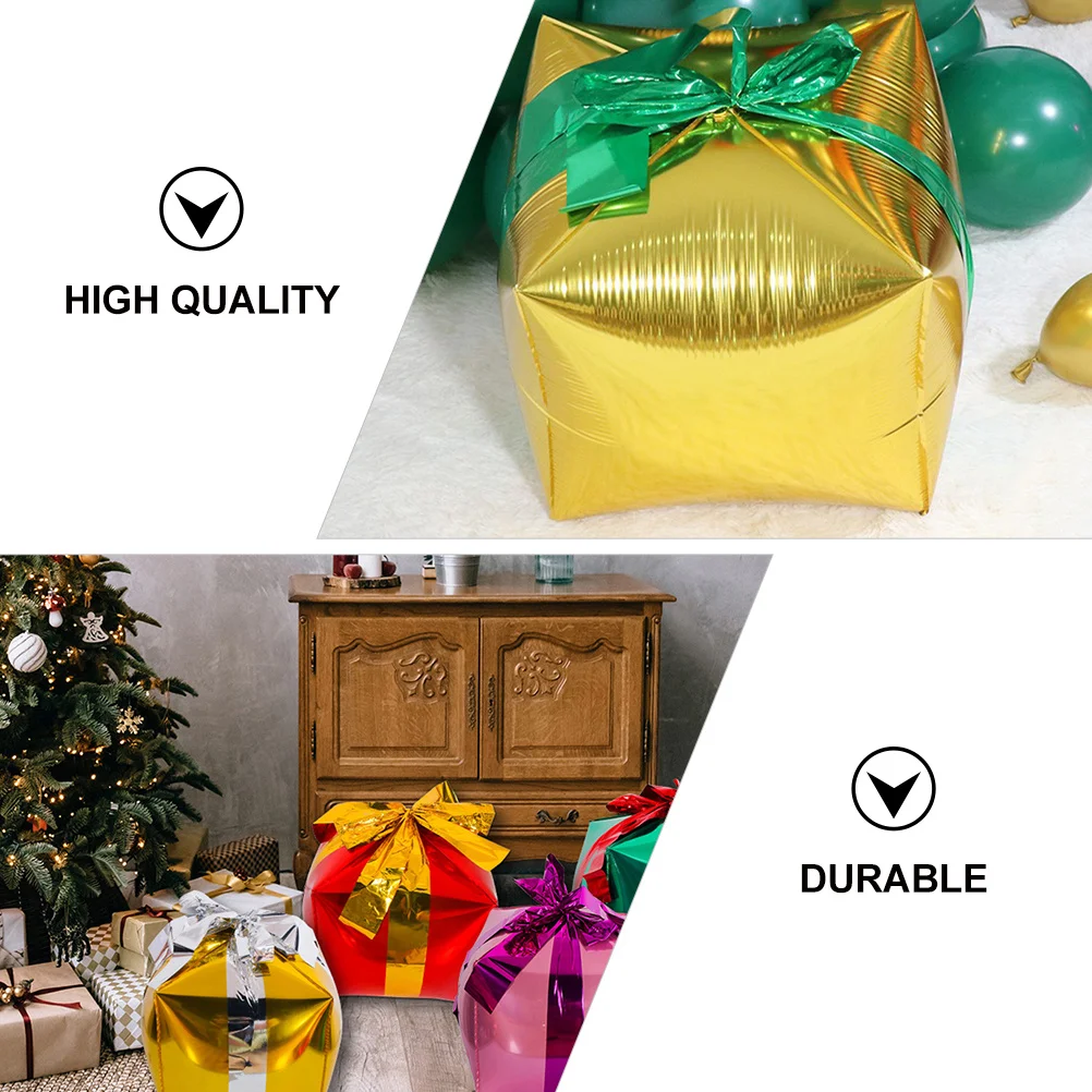 

4Pcs Aluminum Film Balloons Party Gift Box Square Shaped Balloon Christmas Cube Balloon Decoration Supplies Party Balloons