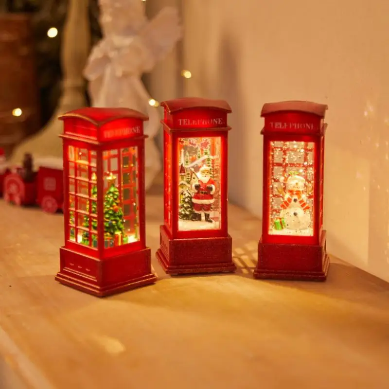 عيد الميلاد كستناء كشك الهاتف عيد الميلاد سطح المكتب الديكور كشك الهاتف مضيئة الإبداعية ضوء الليل هدايا عيد الميلاد