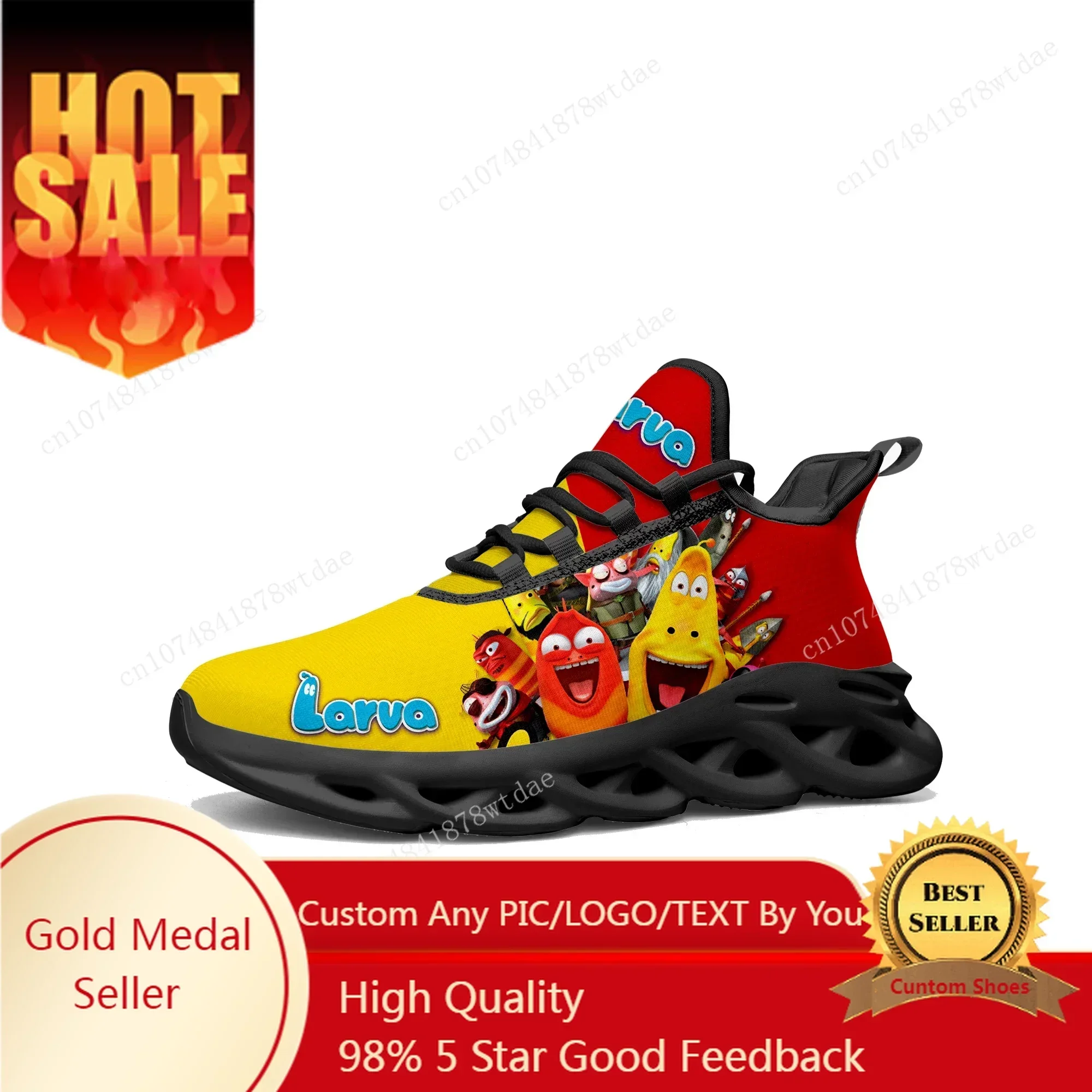 

Larva Flats Sneakers Mens Womens Teenager Sports Running Shoes High Quality Anime Cartoon Manga Custom Lace Up Mesh Footwear