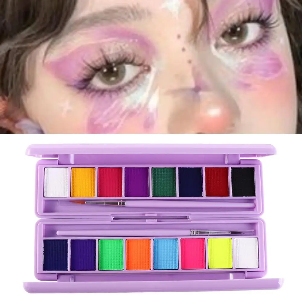 Glow in Dark UV-licht neonpastels Niet giftig 8-kleuren watergeactiveerd eyelinerpalet Gezicht Lichaam Halloween