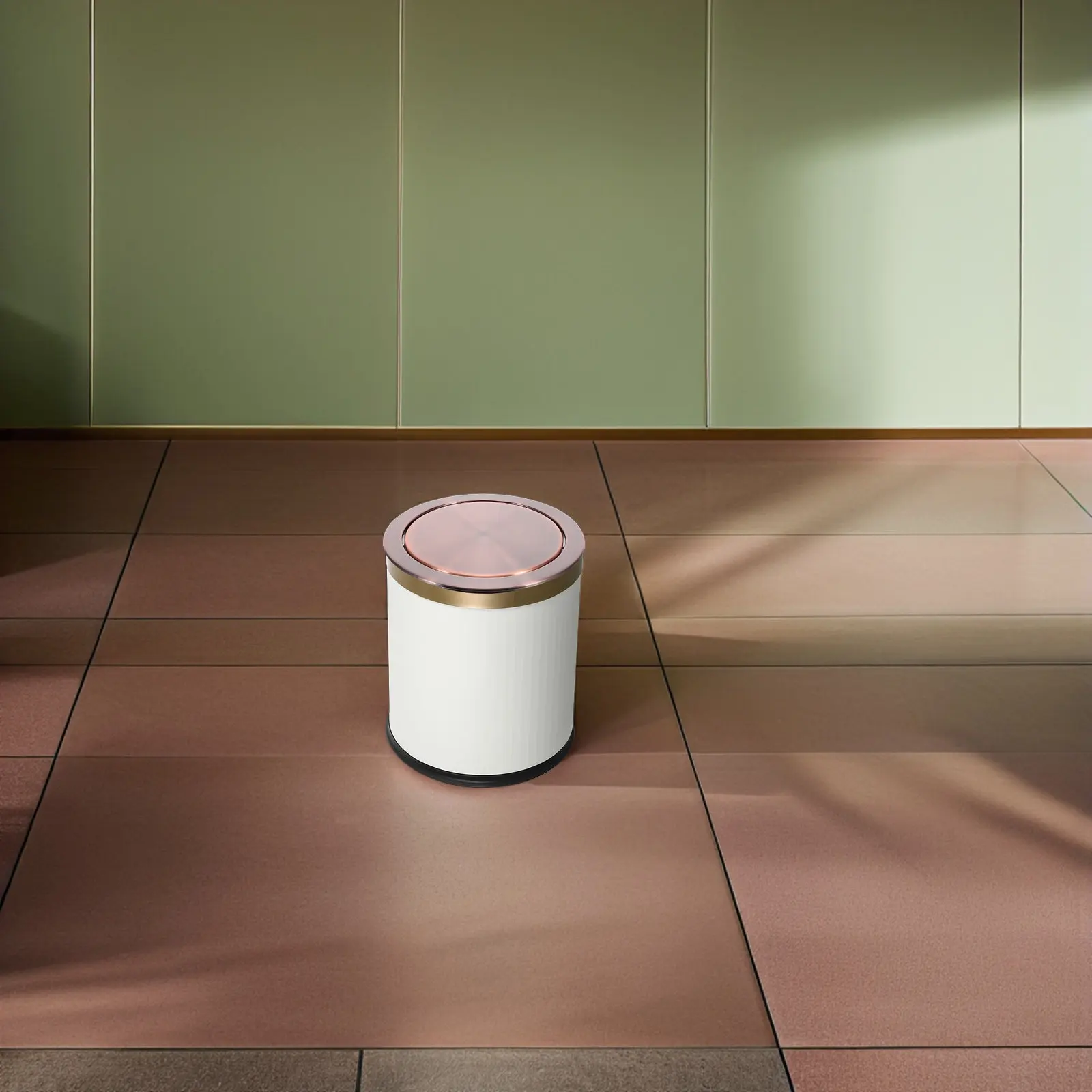 

Stainless Steel Round Countertop Trash Lid Recessed Embedded Garbage Can Cover Built-in Swing Lid for Kitchen Bathroom Hotel