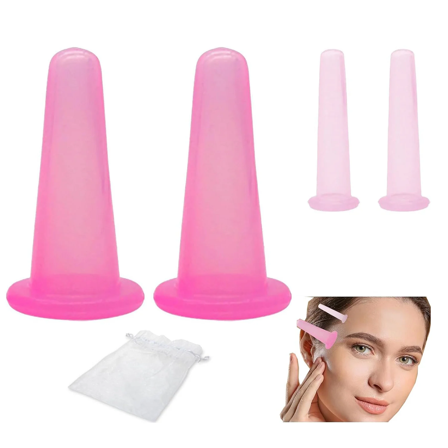 Silicone Facial Cupping Set Face Anti Cellulite Massage Health Care Cupping Vacuum Massage Cup Kit Facial Cups for Face Eye 4pcs