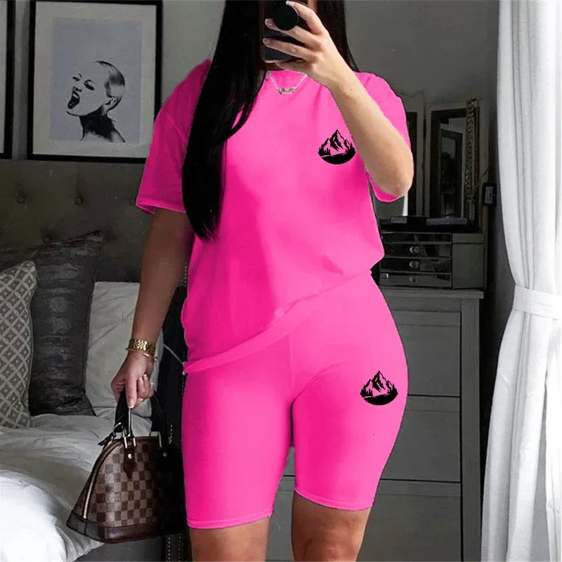 

Daily Short Sleeve Women Tracksuit Hot Sales Matching New Casual Woman Clothing Summer Two Piece Set for T-Shirts O-Neck Shorts