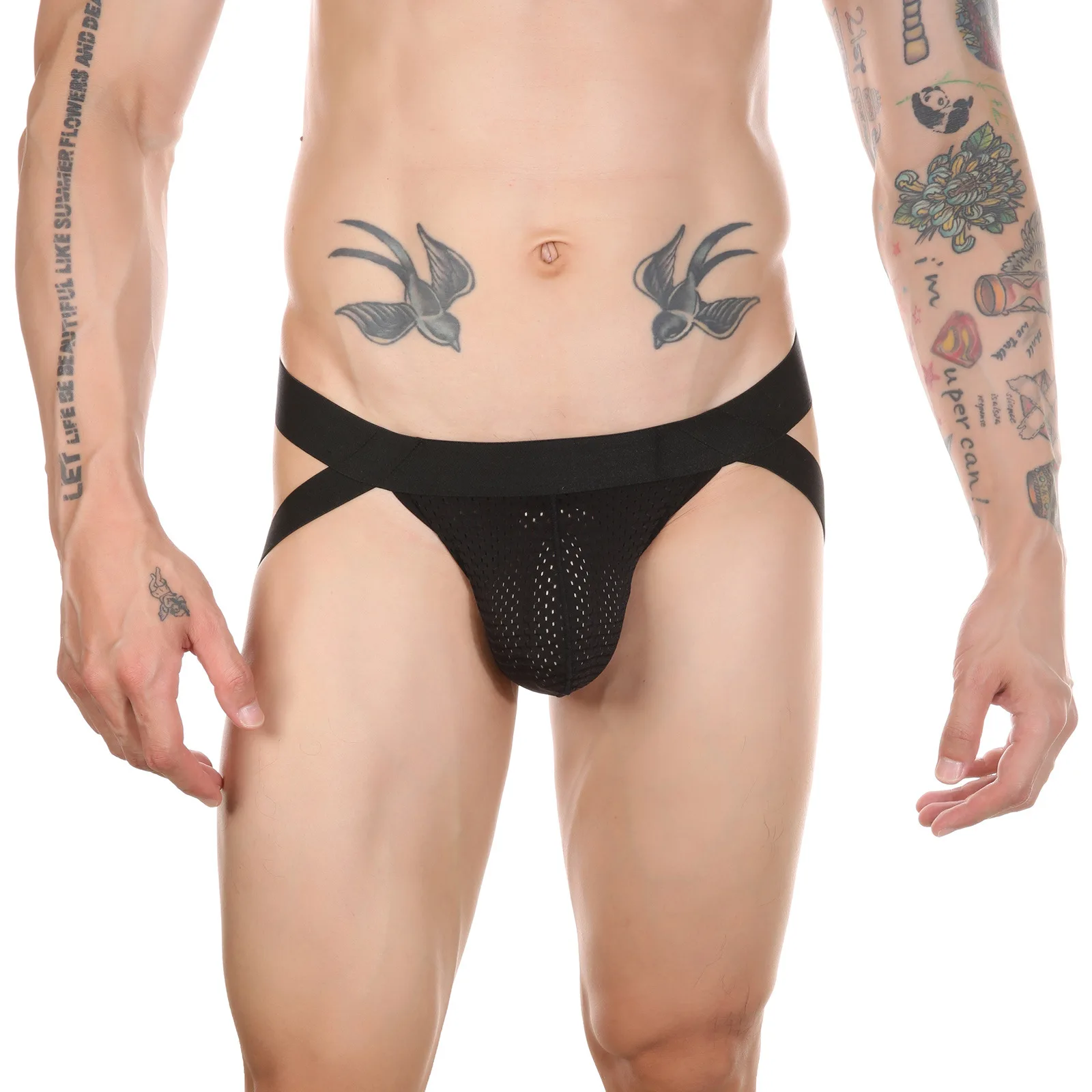 

New Men's Breathable Sexy Thong Metal Ring Hip Lifting Cotton Underwear Openback Panties Low Waist Gay Man Brief Bikini Short