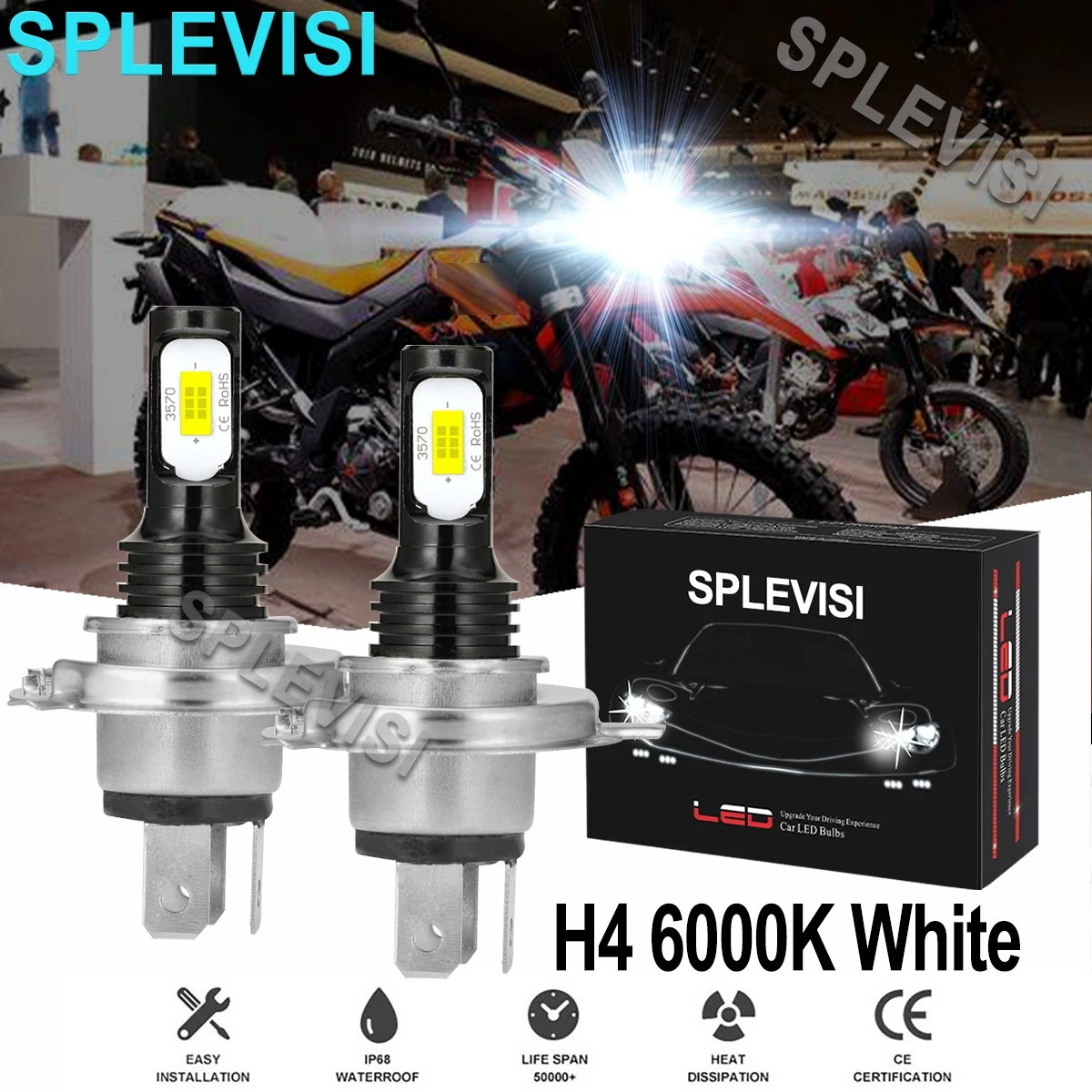 2x 70W White LED motorcycle headlight For Aprilia RXV550 2007-2010 Dorsoduro 1200 2011-2014 Dorsoduro 750 2010-2013