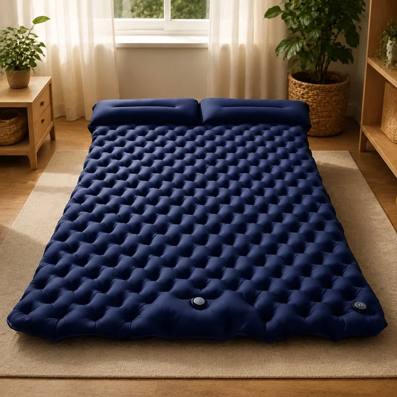Lightweight Double Air Mattress for Camping, Foldable Wide Sleeping Pad Suitable for Outdoor Adventures and Vehicle Trips