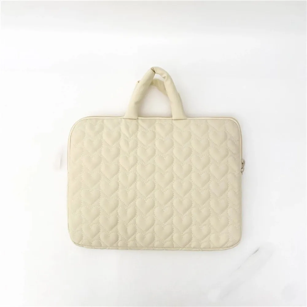 

Fashionable Portable Laptop Bag Solid Color Comfortable Laptop Sleeve with Handle Heart Pattern Tablet Case College