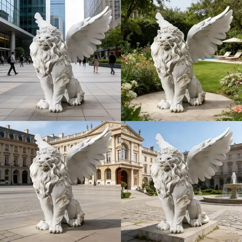 Custom Handcrafted Resin Winged Lion Sculpture Eco-Friendly Modern Art Decor for Indoor & Outdoor Use