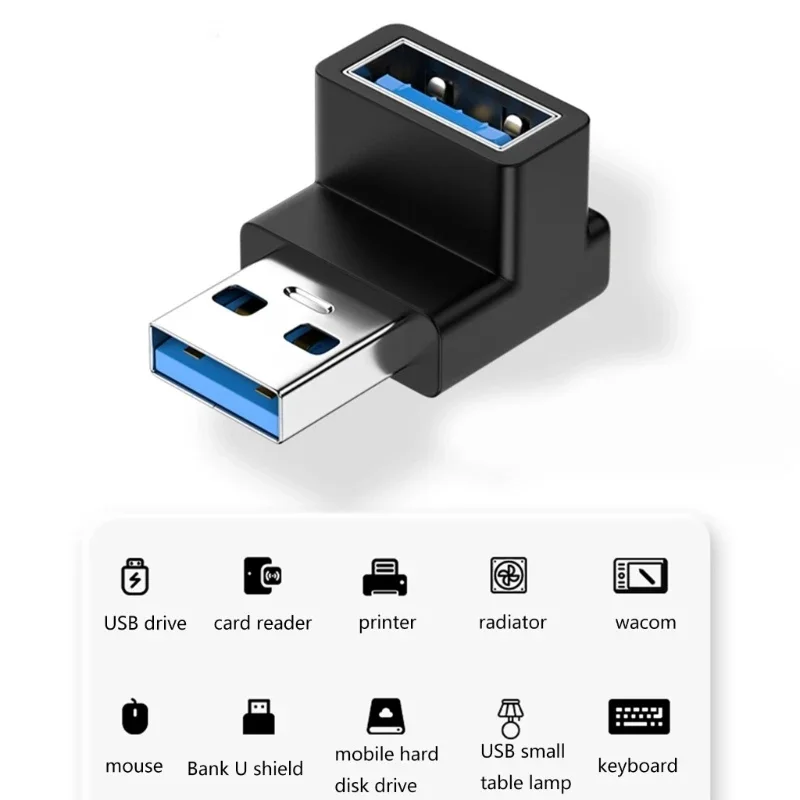 USB 3.0 ذكر إلى أنثى 90 درجة الزاوية اليمنى تمديد محول الكوع 10Gbps لأجهزة الكمبيوتر المحمول طابعة ماوس لوحة المفاتيح القرص الصلب المحمول #5
