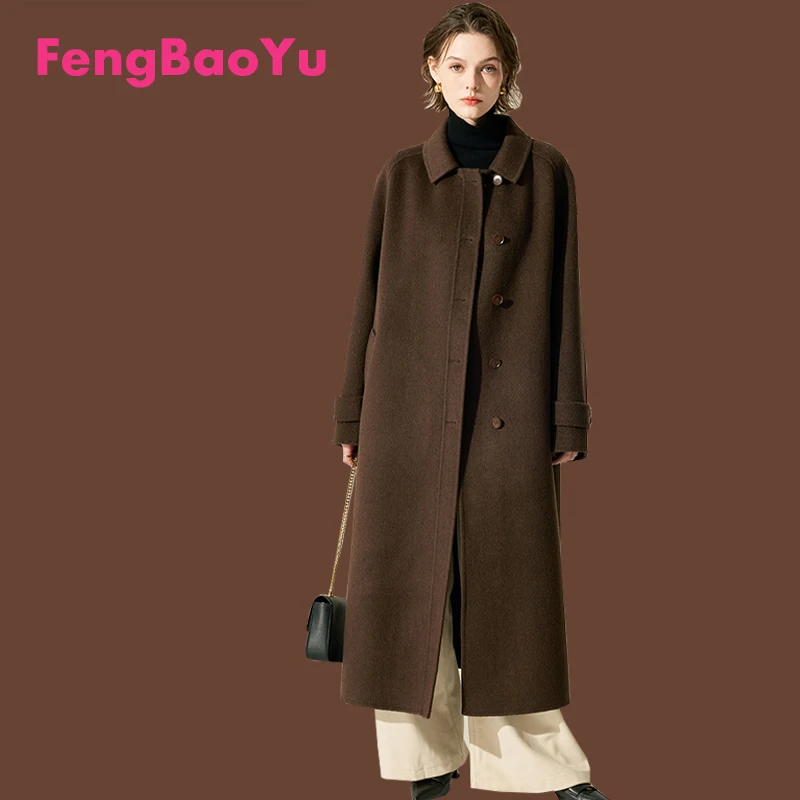 Double-sided Wool Yak Wool Women's Coat Autumn Winter High-end Long Single-breasted Coat Outdoor Warm Light Luxury Women's Wear