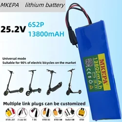 25.2V 24V 6S2P 13800mAh 18650 lithium battery pack 24V with BMS 22.2V for electric bicycles, scooters, mobile optional plugs