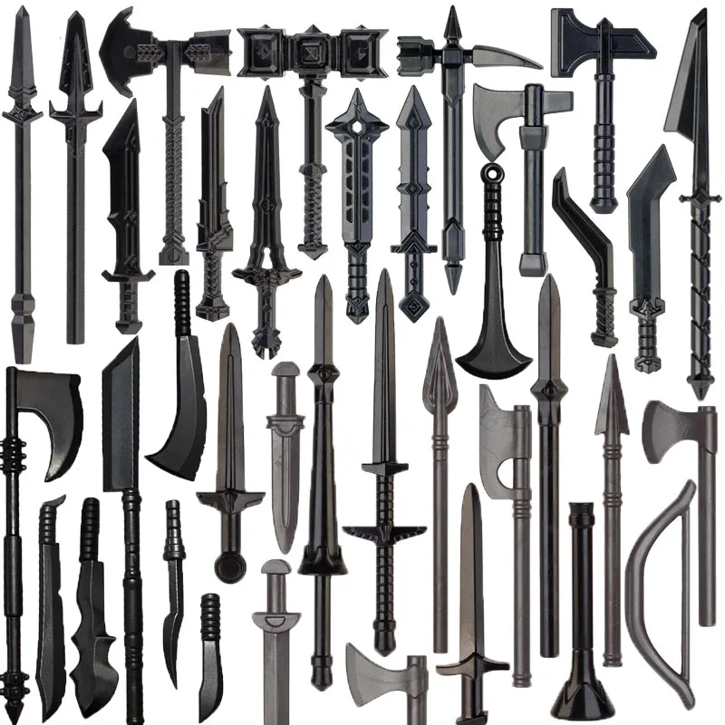 Medieval Weapons Building Blocks Army Soldiers Figures Military Accessories Knife Sword Axe Broadsword Bricks Toys For Children