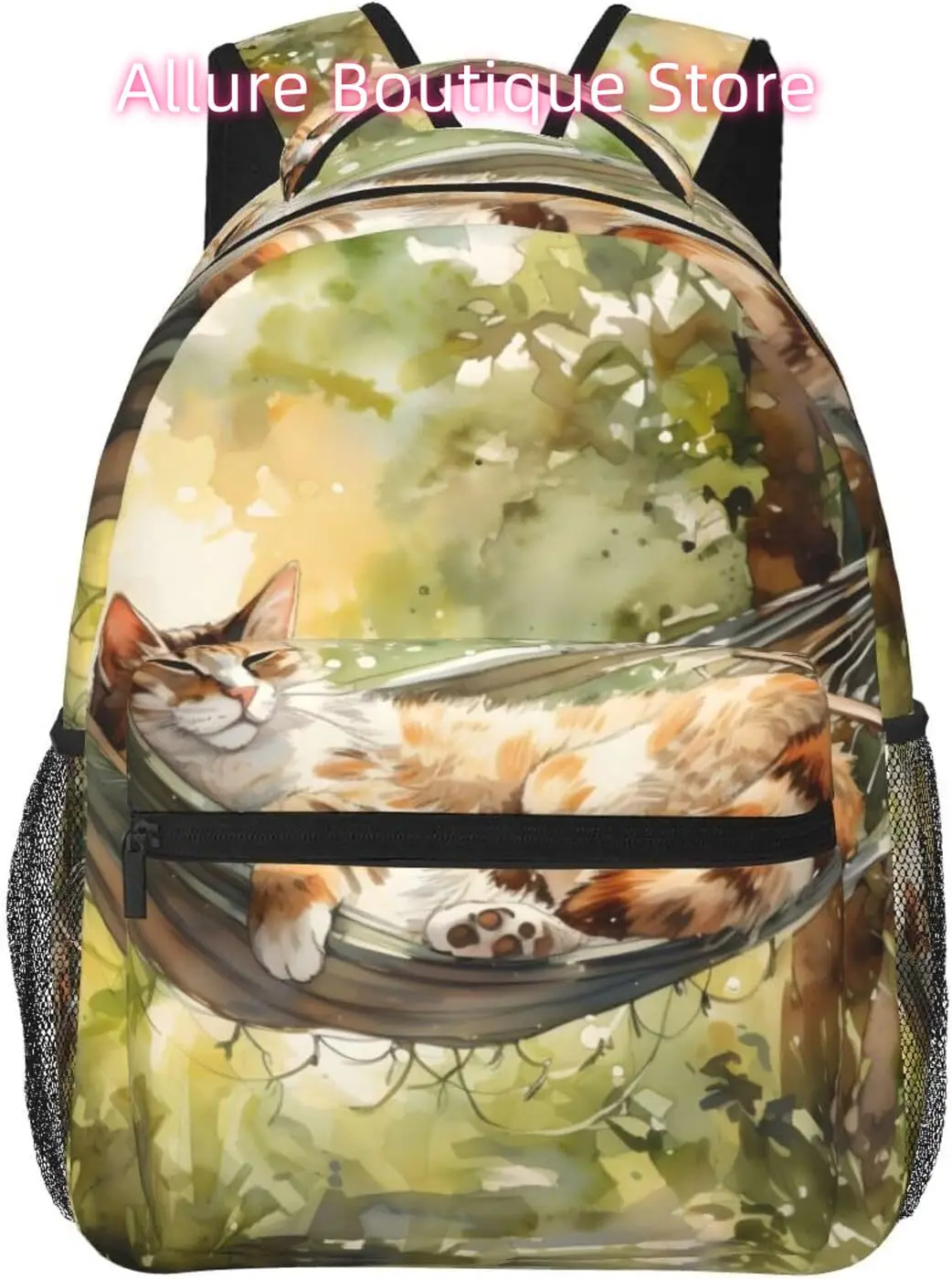 

laptop bag back to school Cat Naps In Hammock Lightweight Laptop Backpack Lightweight Multipurpose Travel Casual Daypack Unisex