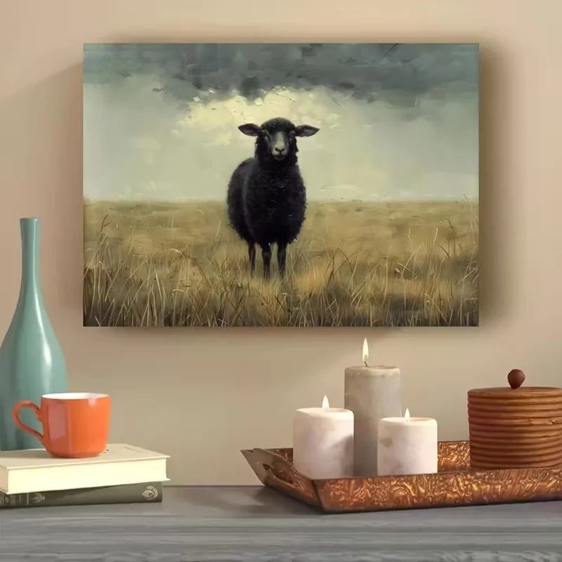 Modern  Chic Black Sheep Wall Art Print Canvas Painting Poster Picture For Living Room,Bedroom Home Decor