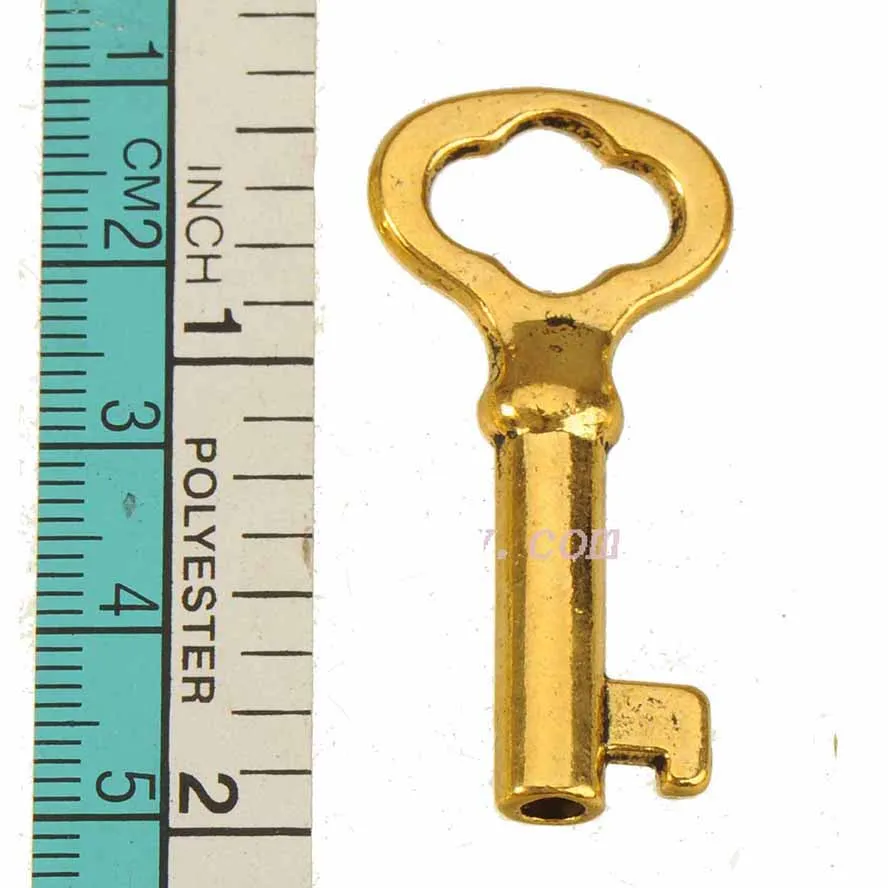 Wholesales Lot 10pcs Crafts Custom Charms Jewelery Pendants Clothes Material Retro Gold Plate Key Metal DIY Accessories Supplies